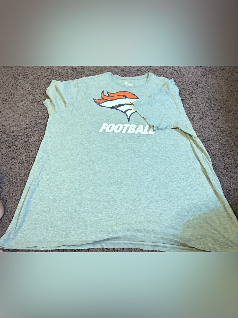 Nike Gray Tee with Orange & White Broncos Logo